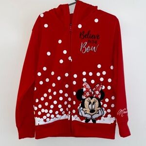 Disney Red Minnie Mouse Polka Dot Hoodie Size Small